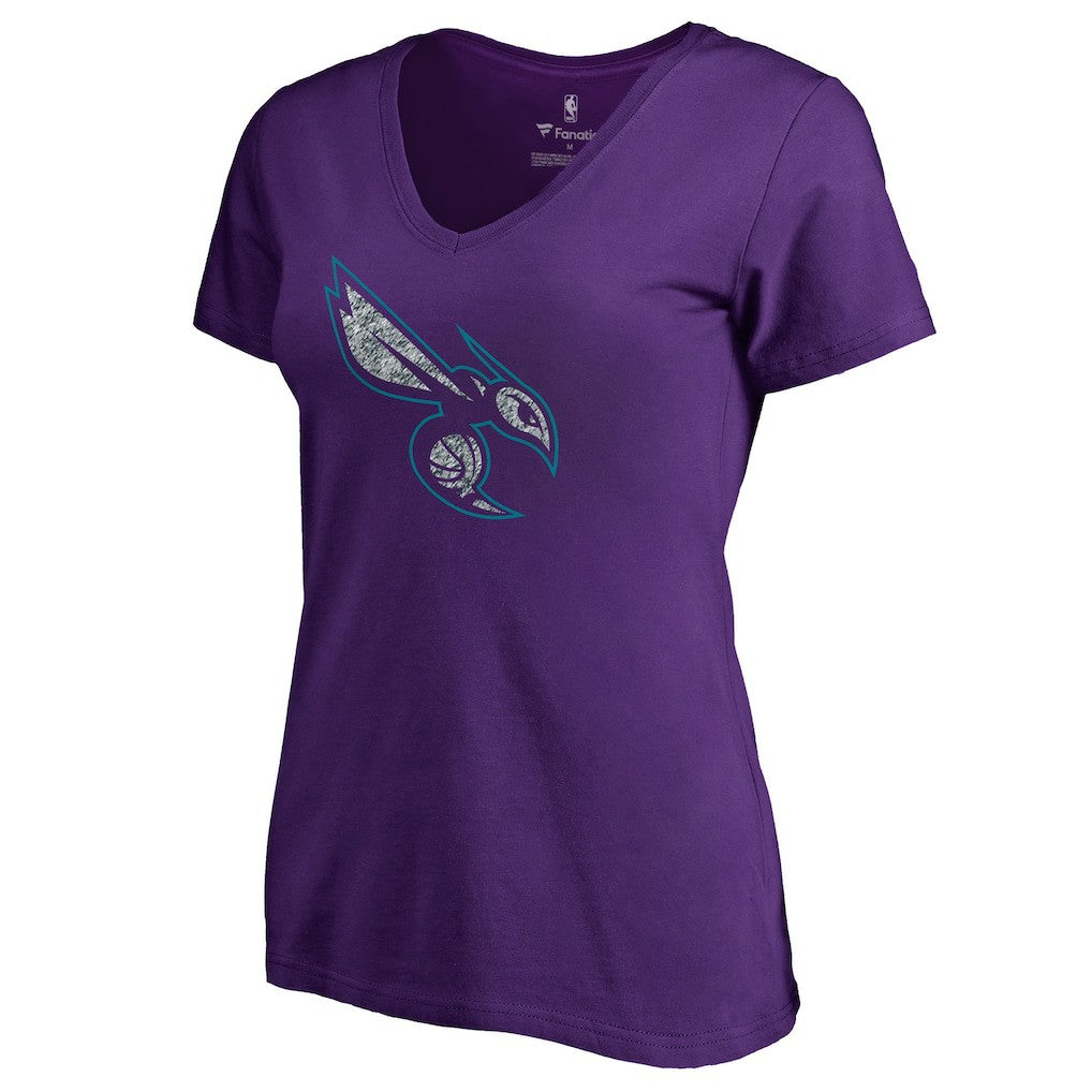 Charlotte Hornets Women's Static Logo V-Neck T-Shirt Purple