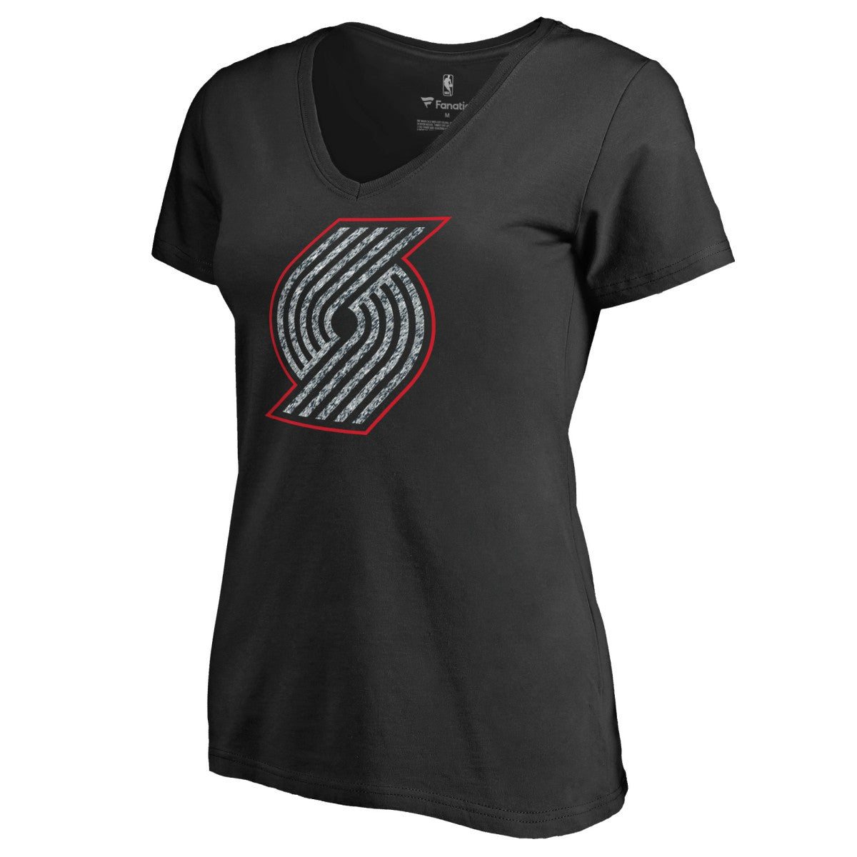 Portland Trail Blazers Women's Static Logo V-Neck T-Shirt Black