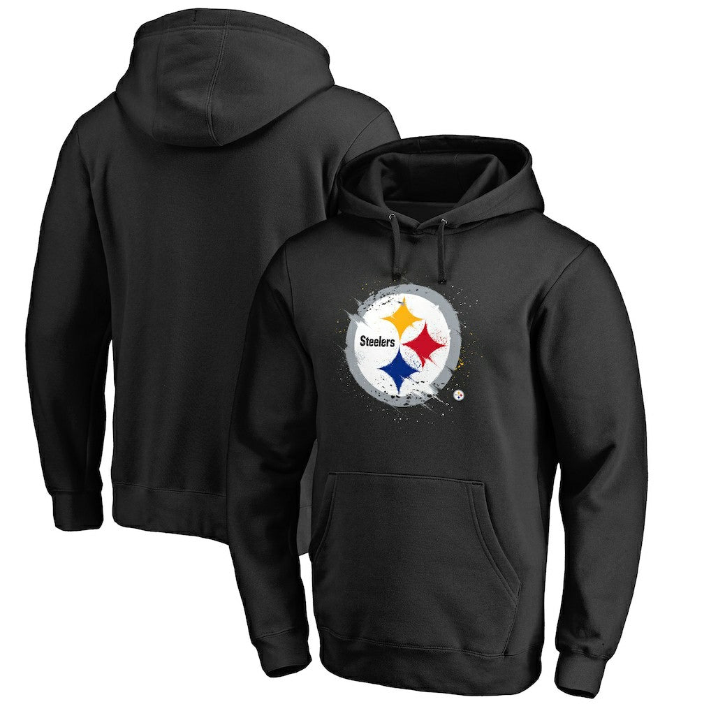 Pittsburgh Steelers Splatter Logo Pullover Hoodie Black