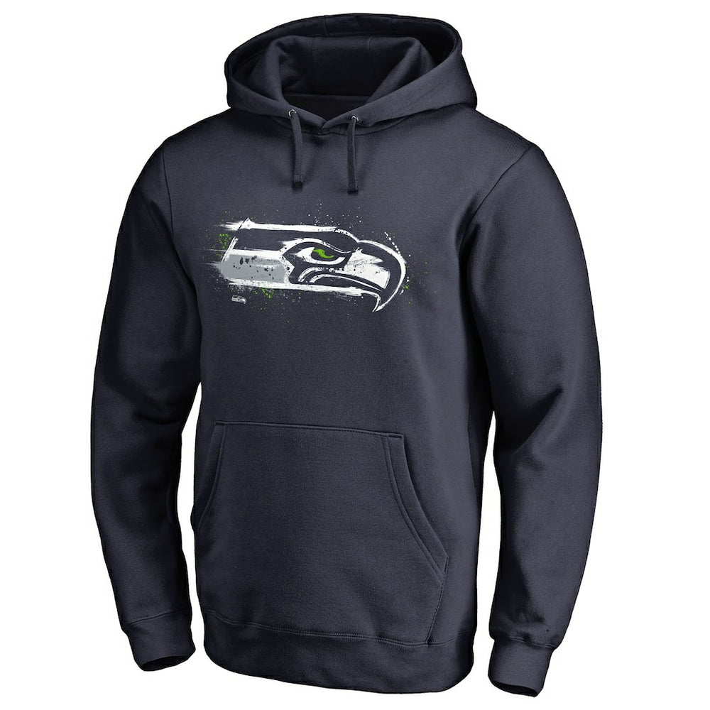 Seattle Seahawks Splatter Logo Pullover Hoodie College Navy