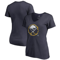 NHL Buffalo Sabres Women's Splatter Logo V-Neck T-Shirt - Navy
