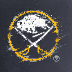 NHL Buffalo Sabres Women's Splatter Logo V-Neck T-Shirt - Navy