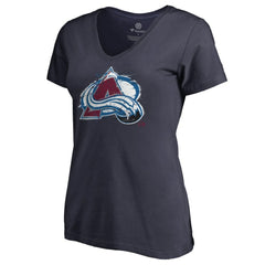 NHL Colorado Avalanche Women's Splatter Logo V-Neck T-Shirt - Navy