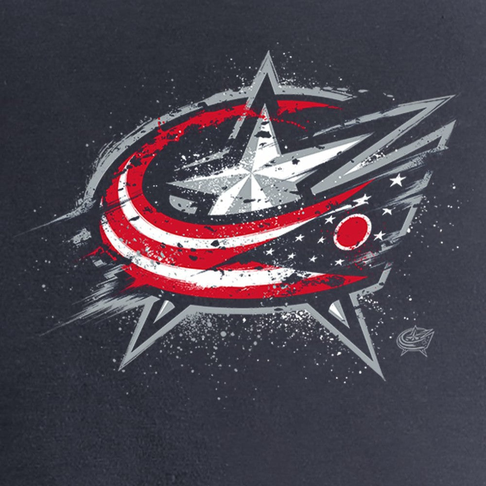 NHL Columbus Blue Jackets Women's Splatter Logo V-Neck T-Shirt - Navy