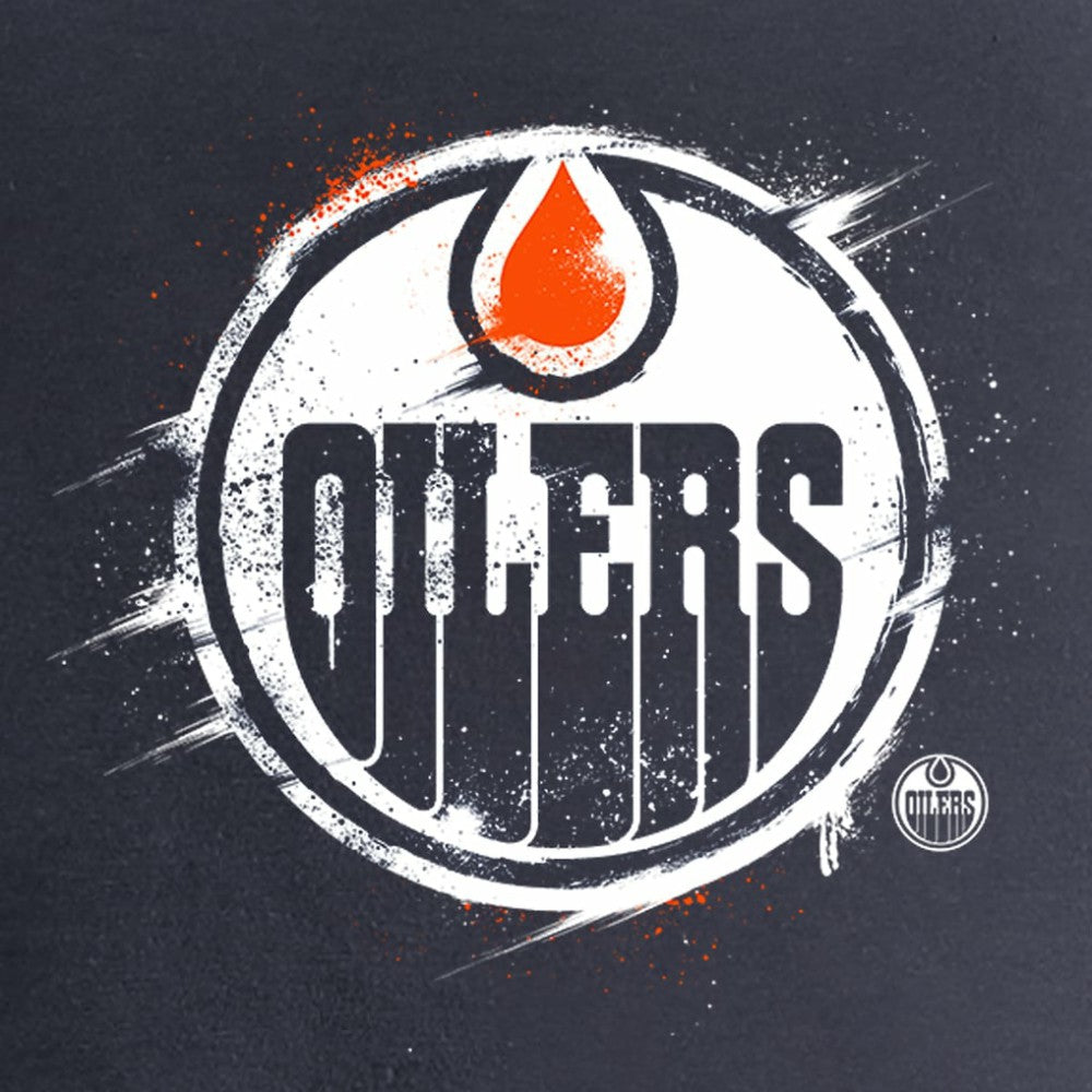 NHL Edmonton Oilers Women's Splatter Logo V-Neck T-Shirt - Navy