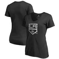 NHL Los Angeles Kings Women's Splatter Logo V-Neck T-Shirt - Black