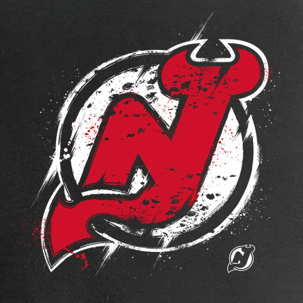 NHL New Jersey Devils Women's Splatter Logo V-Neck T-Shirt - Black