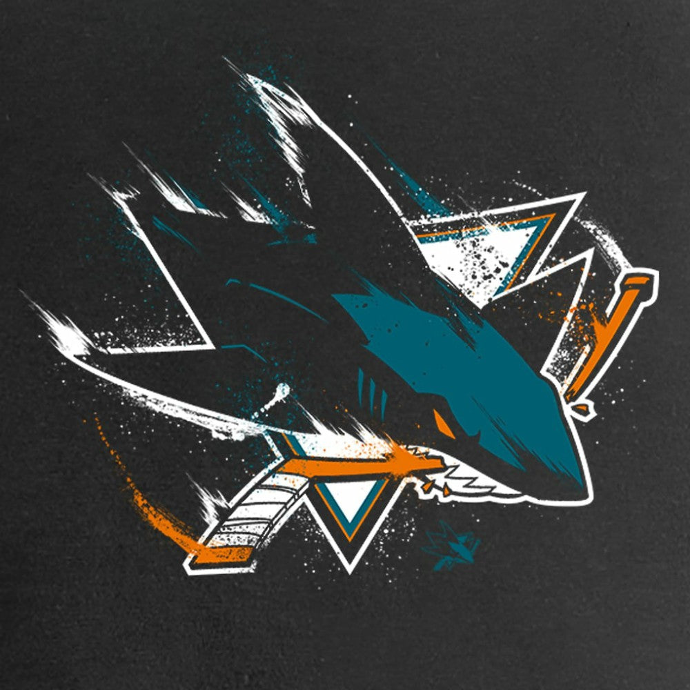 NHL San Jose Sharks Women's Splatter Logo V-Neck T-Shirt - Black