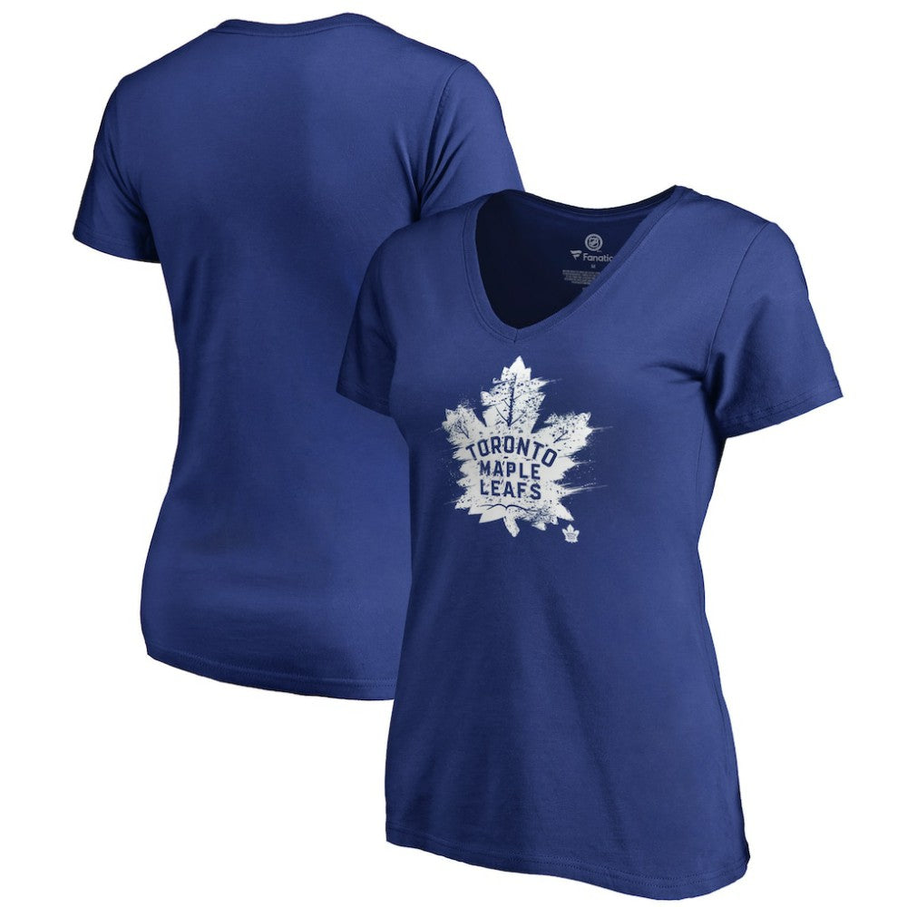 NHL Toronto Maple Leafs Women's Splatter Logo V-Neck T-Shirt - Royal