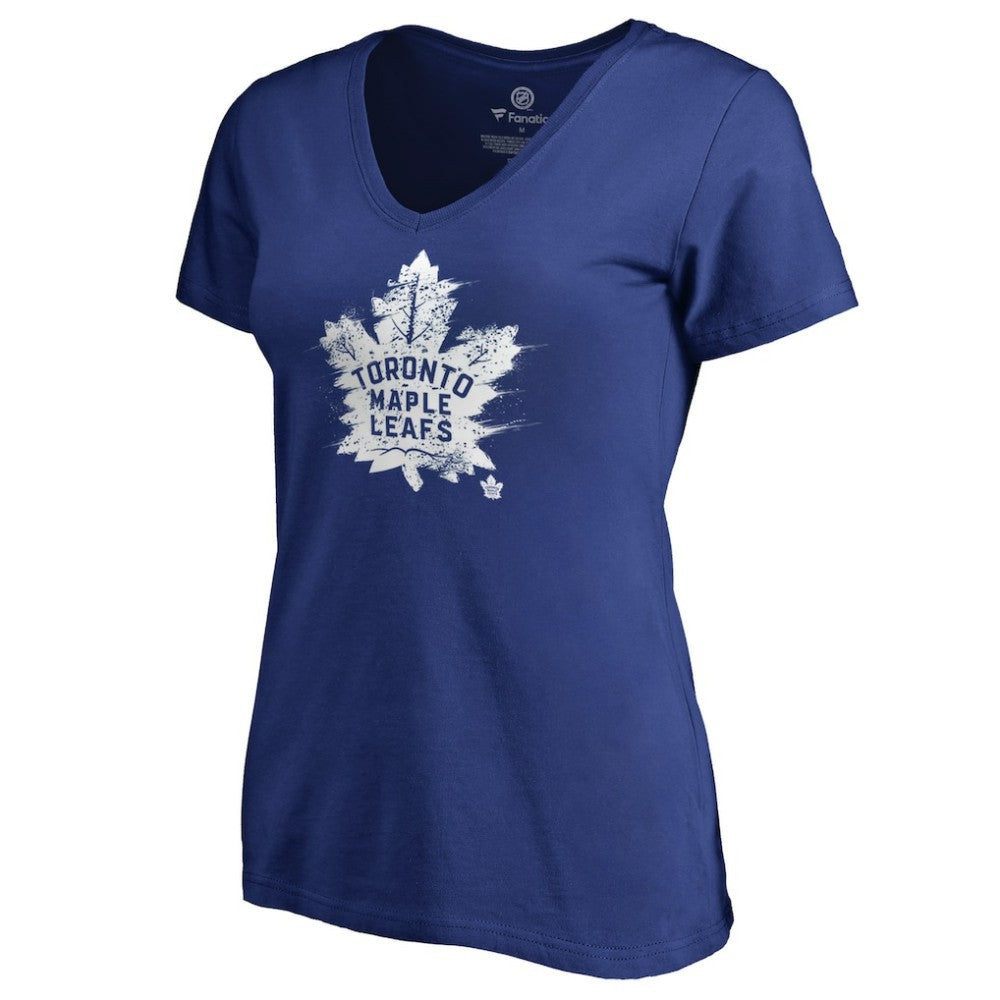 NHL Toronto Maple Leafs Women's Splatter Logo V-Neck T-Shirt - Royal