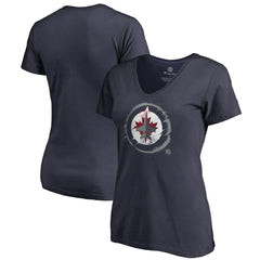 NHL Winnipeg Jets Women's Splatter Logo V-Neck T-Shirt - Navy