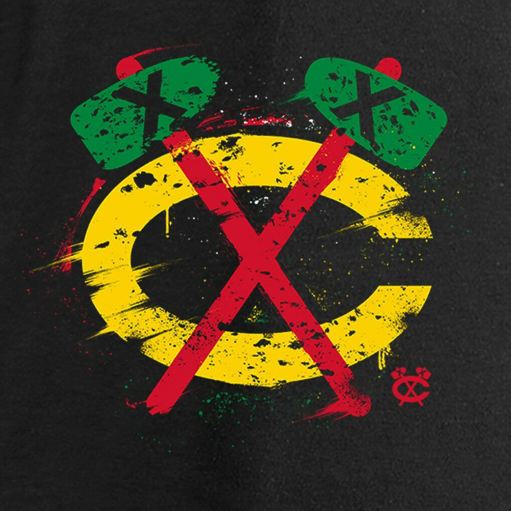 NHL Chicago Blackhawks Women's Splatter Logo V-Neck Long Sleeve T-Shirt - Black