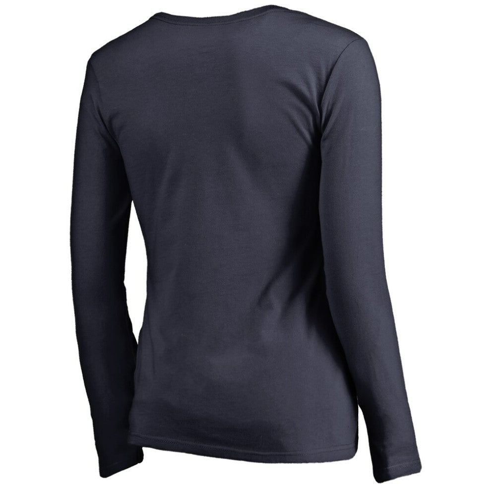 NHL Nashville Predators Women's Splatter Logo V-Neck Long Sleeve T-Shirt - Navy