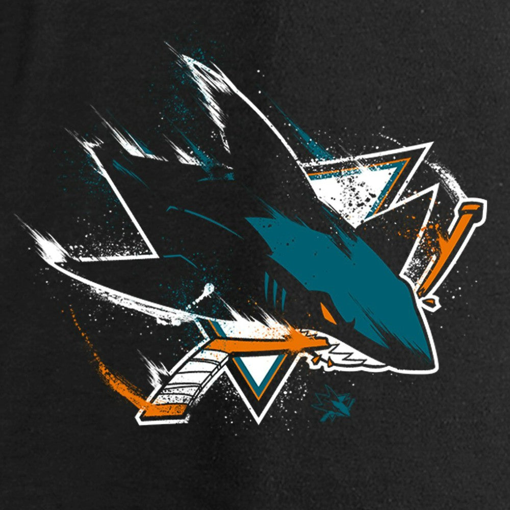 NHL San Jose Sharks Women's Splatter Logo V-Neck Long Sleeve T-Shirt - Black