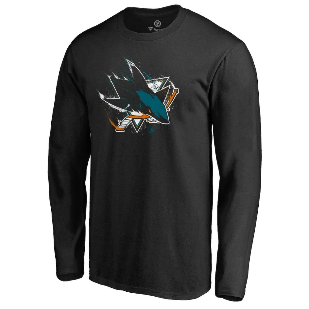 NHL San Jose Sharks Splatter Logo Long Sleeve T-Shirt - Black