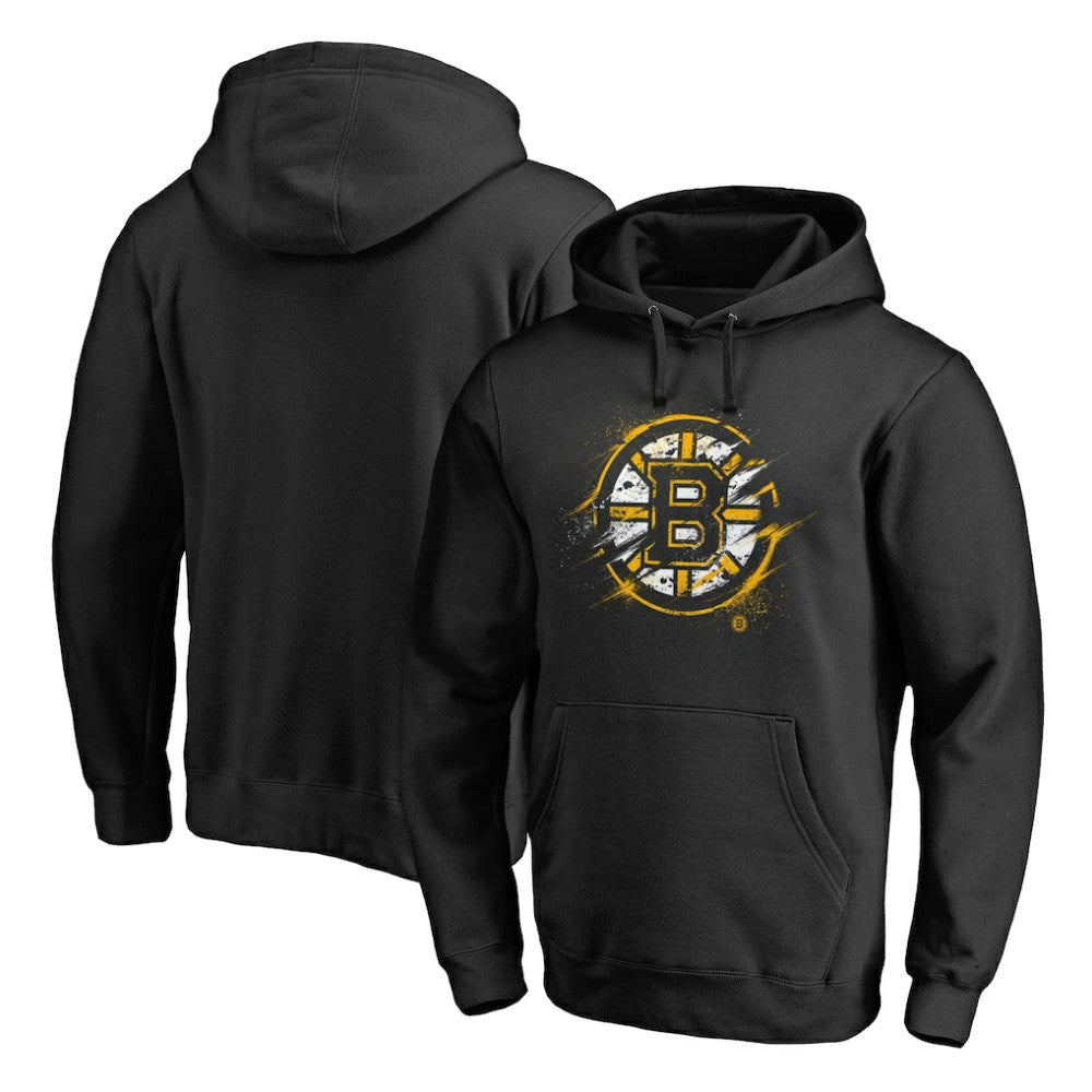 NHL Boston Bruins Splatter Logo Pullover Hoodie - Black