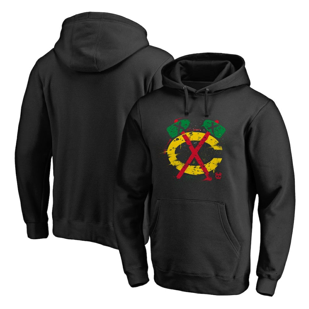 NHL Chicago Blackhawks Splatter Logo Pullover Hoodie - Black