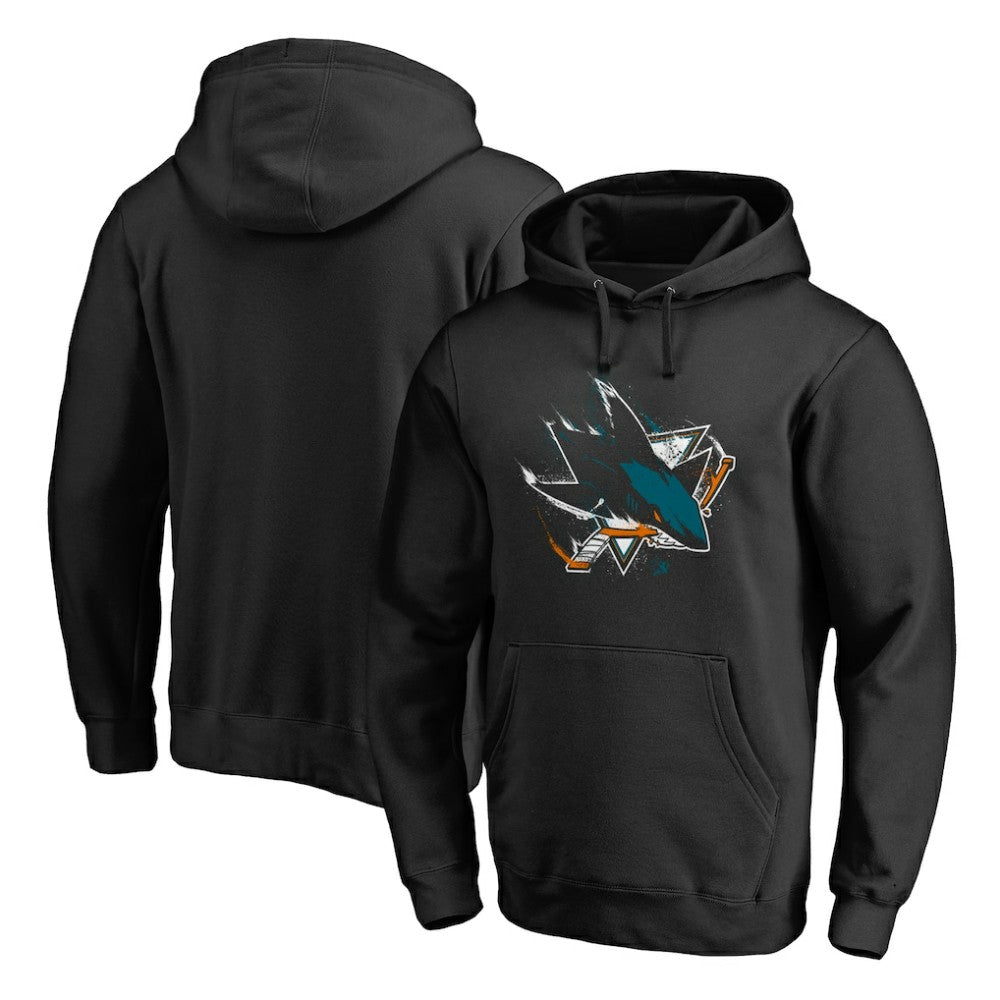 NHL San Jose Sharks Splatter Logo Pullover Hoodie - Black