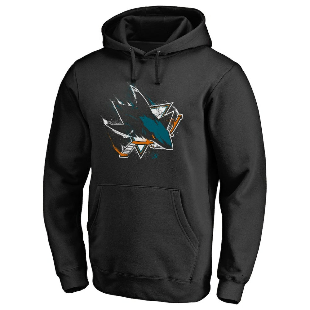 NHL San Jose Sharks Splatter Logo Pullover Hoodie - Black