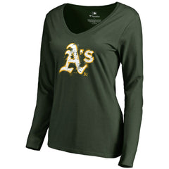 Athletics Women's Splatter Logo Long Sleeve V-Neck T-Shirt - Green T-shirts