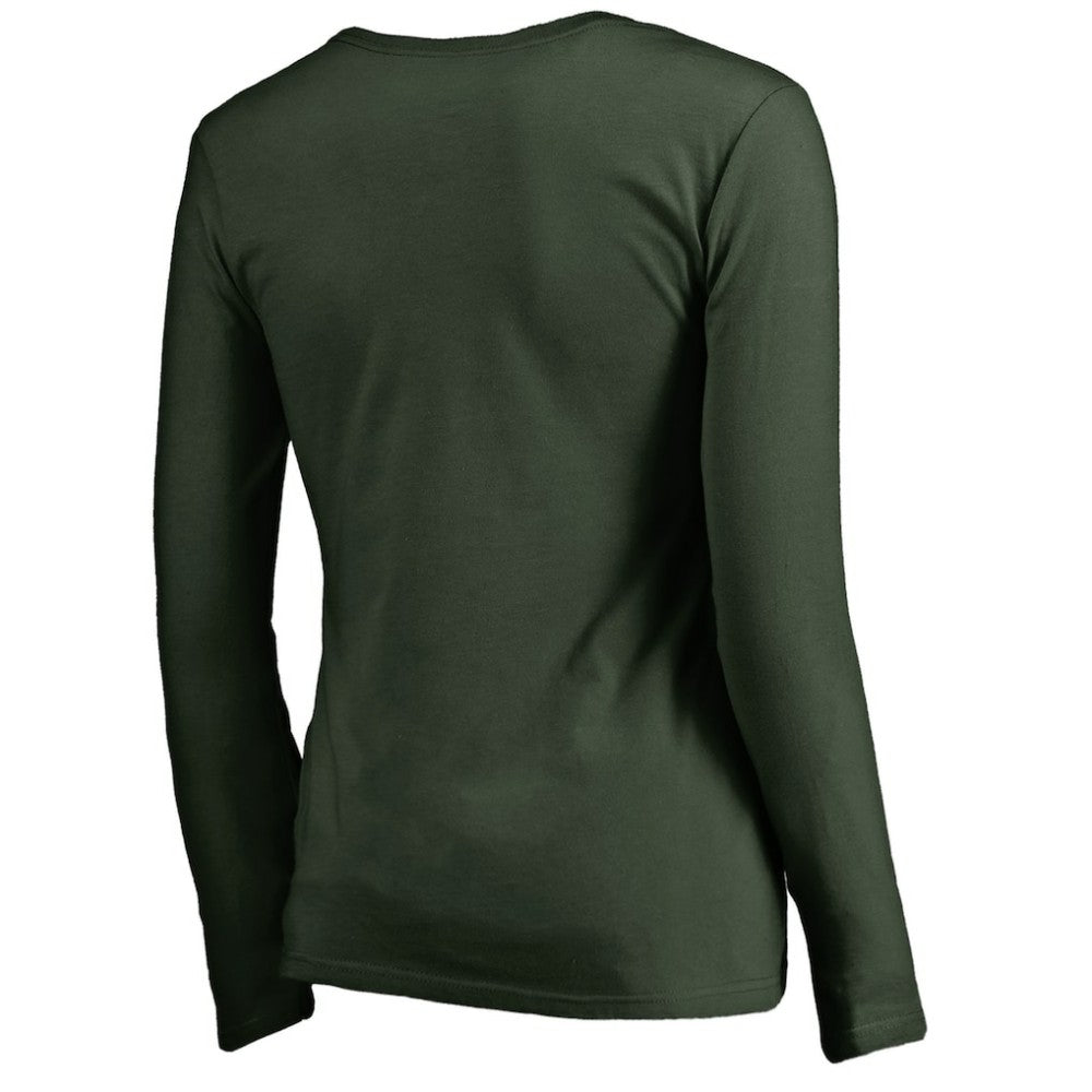 Athletics Women's Splatter Logo Long Sleeve V-Neck T-Shirt - Green T-shirts