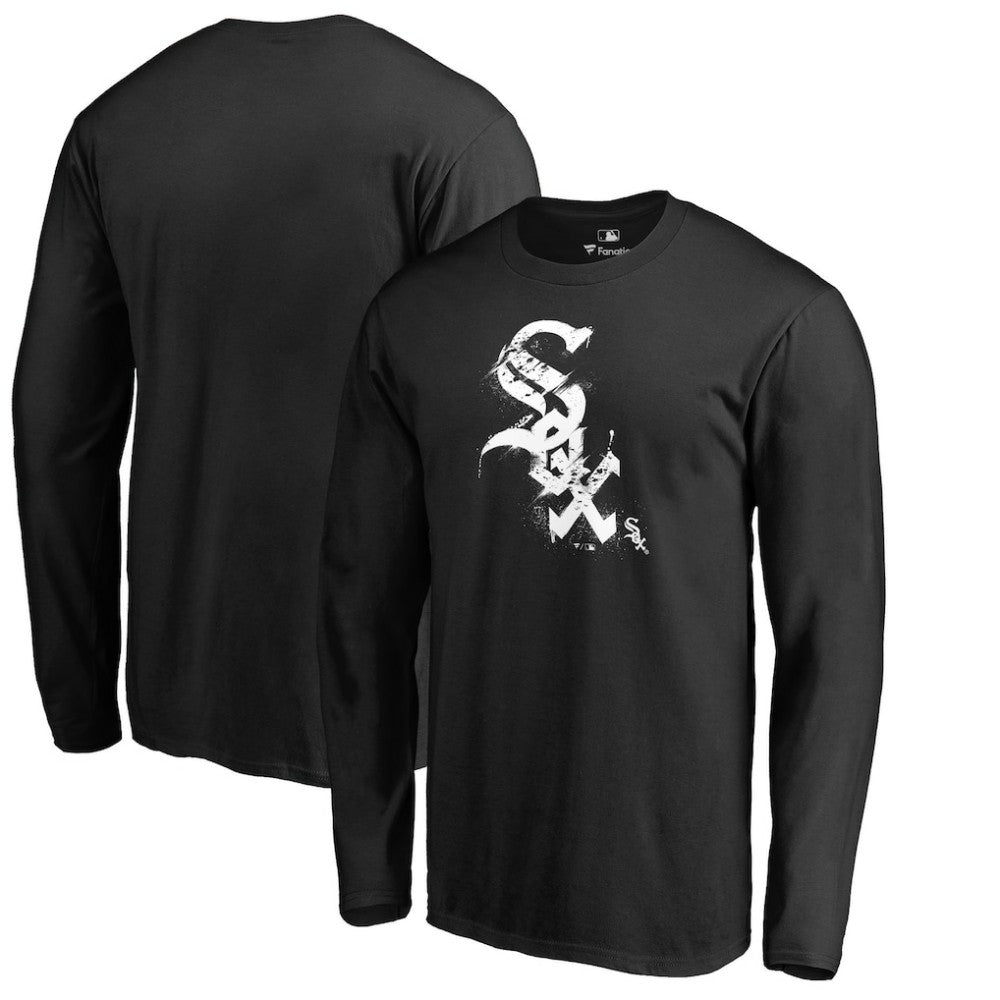 Chicago White Sox Splatter Logo Long Sleeve T-Shirt - Black T-shirts