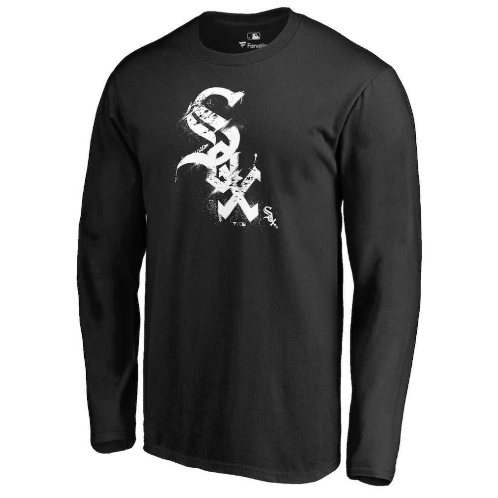 Chicago White Sox Splatter Logo Long Sleeve T-Shirt - Black T-shirts