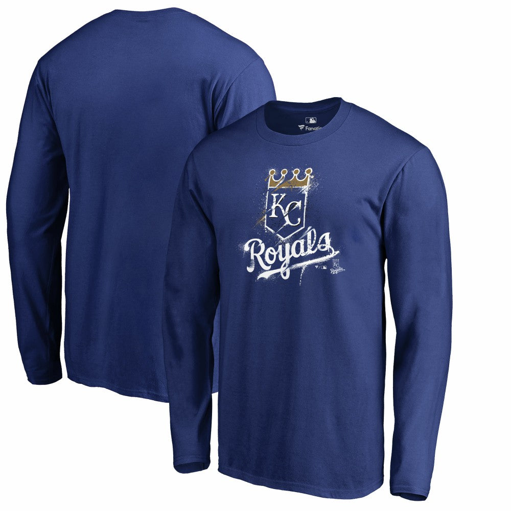 Kansas City Royals Splatter Logo Long Sleeve T-Shirt - Royal T-shirts