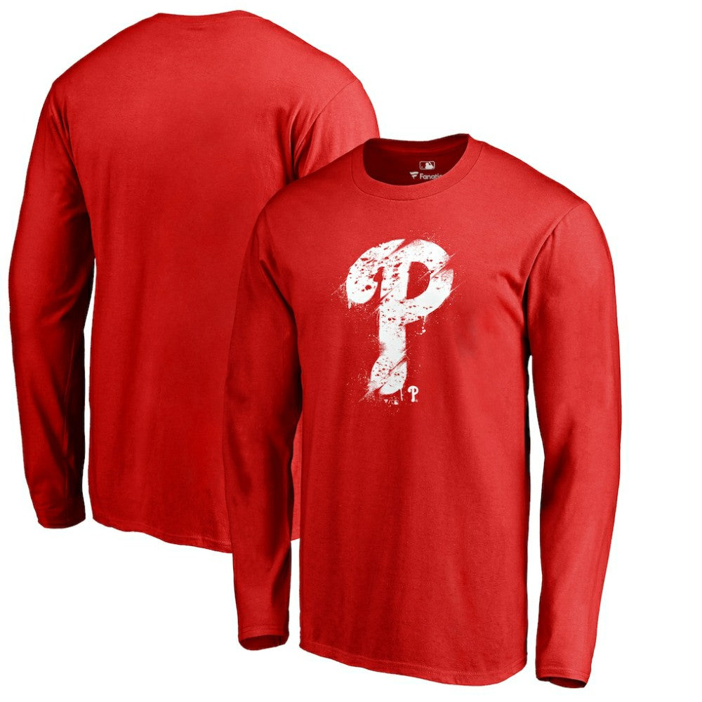Philadelphia Phillies Splatter Logo Long Sleeve T-Shirt - Red T-shirts