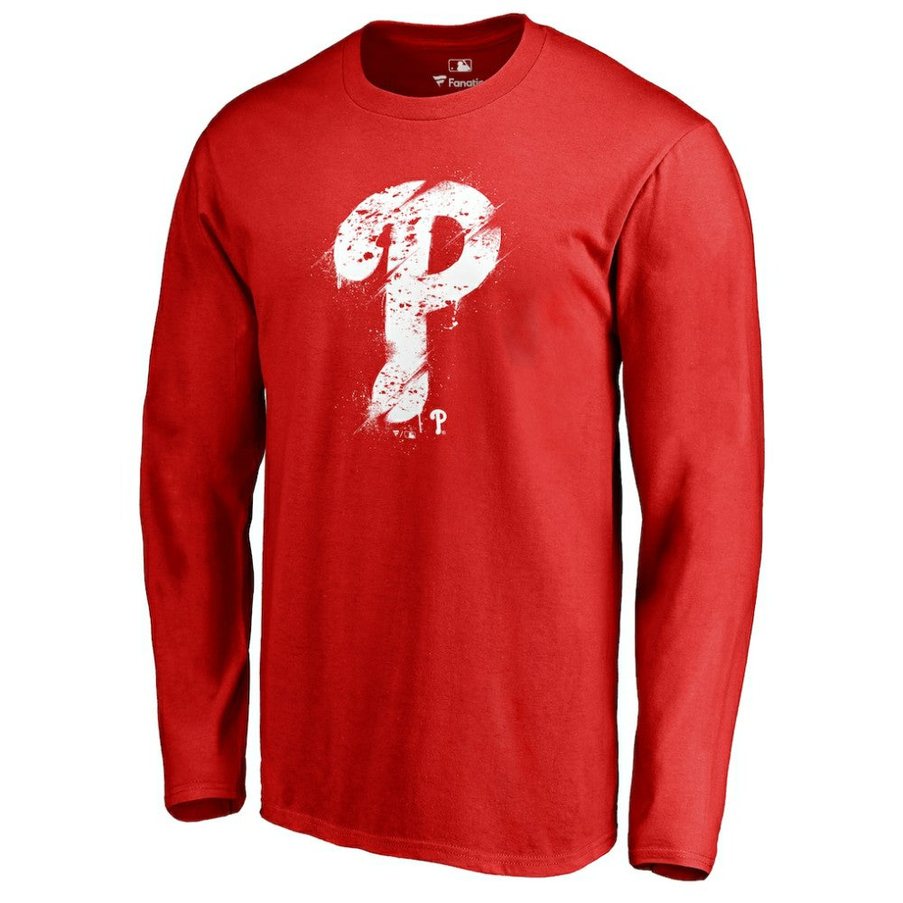 Philadelphia Phillies Splatter Logo Long Sleeve T-Shirt - Red T-shirts