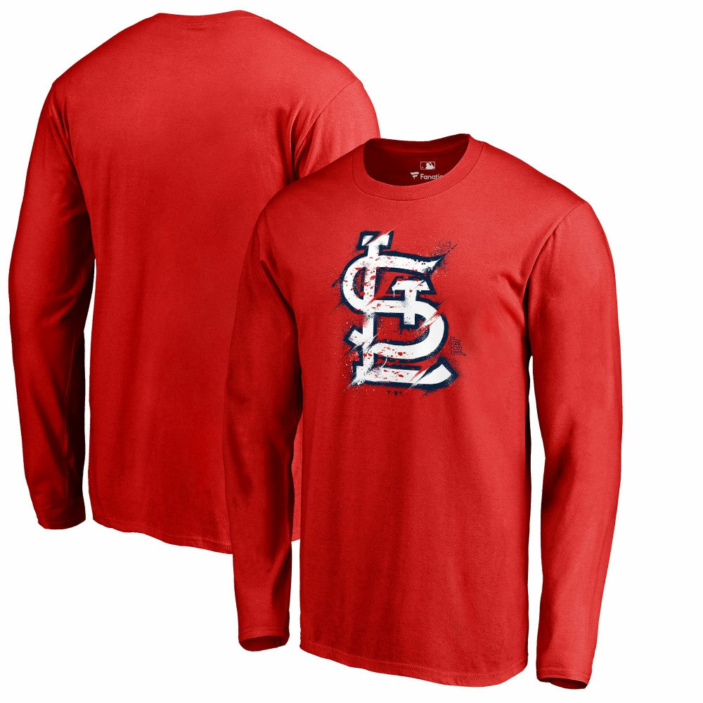 St. Louis Cardinals Splatter Logo Long Sleeve T-Shirt - Red T-shirts