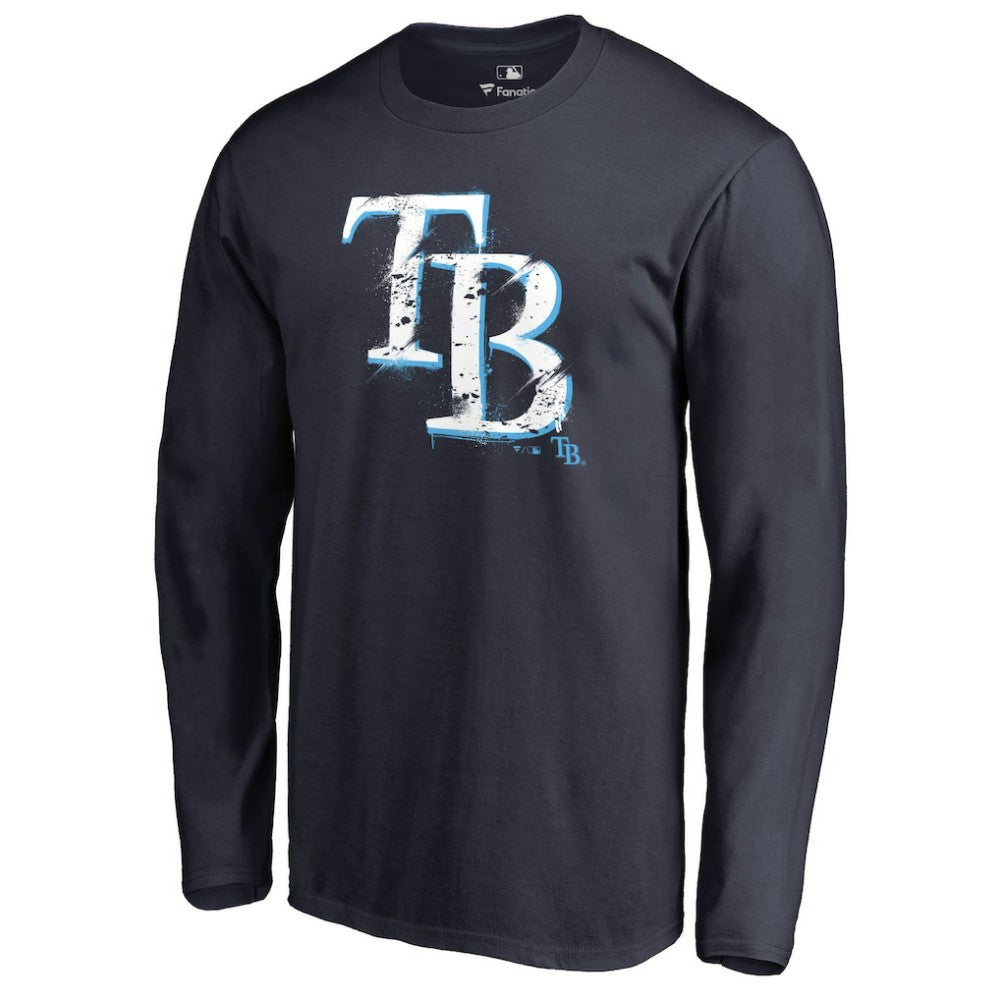 Tampa Bay Rays Splatter Logo Long Sleeve T-Shirt - Navy T-shirts