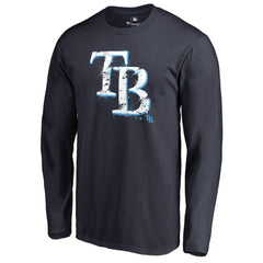 Tampa Bay Rays Splatter Logo Long Sleeve T-Shirt - Navy T-shirts