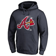 Atlanta Braves Splatter Logo Pullover Hoodie - Navy Hoodies