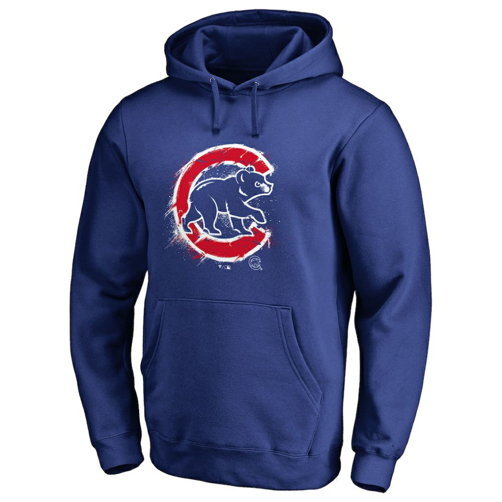Chicago Cubs Splatter Logo Pullover Hoodie - Royal Hoodies