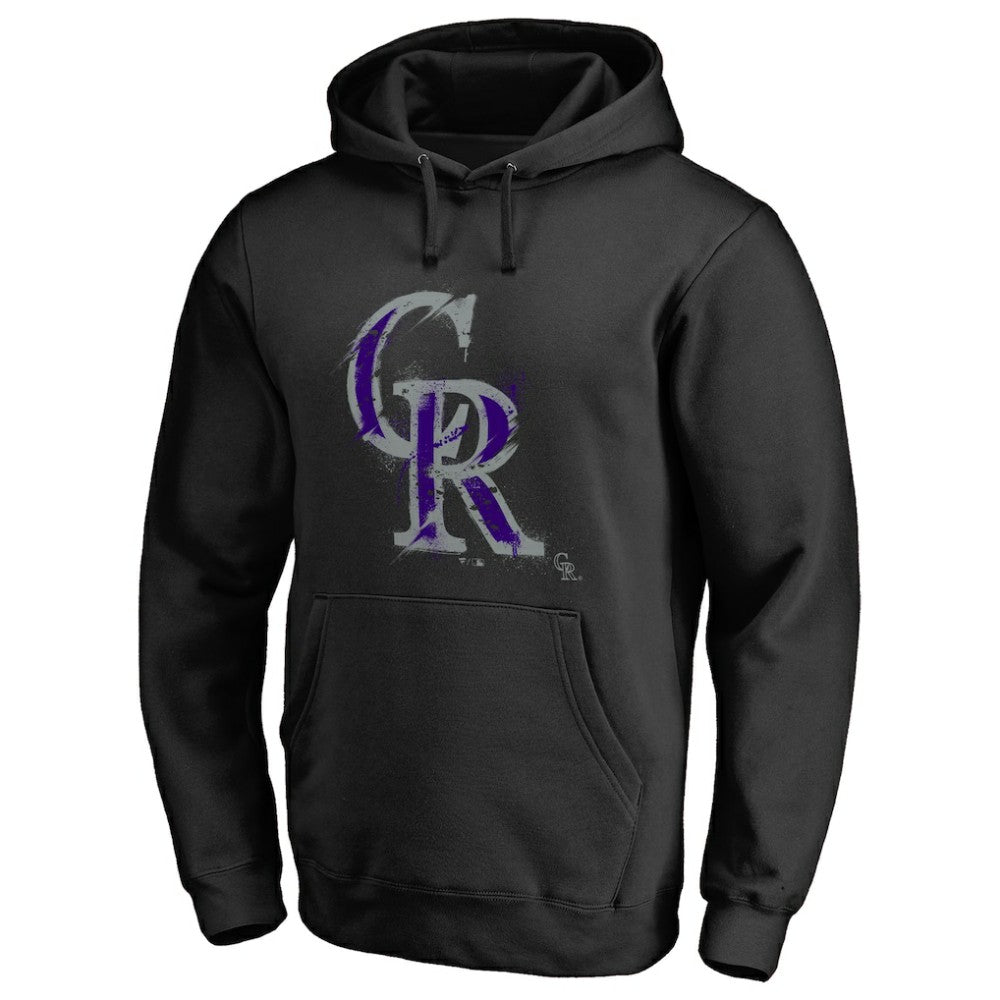 Colorado Rockies Splatter Logo Pullover Hoodie - Black Hoodies