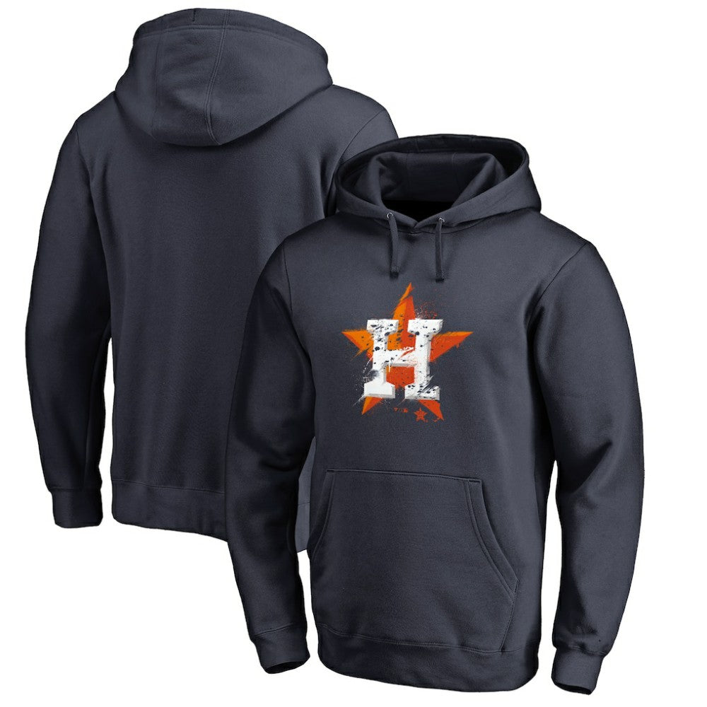 Houston Astros Splatter Logo Pullover Hoodie - Navy Hoodies