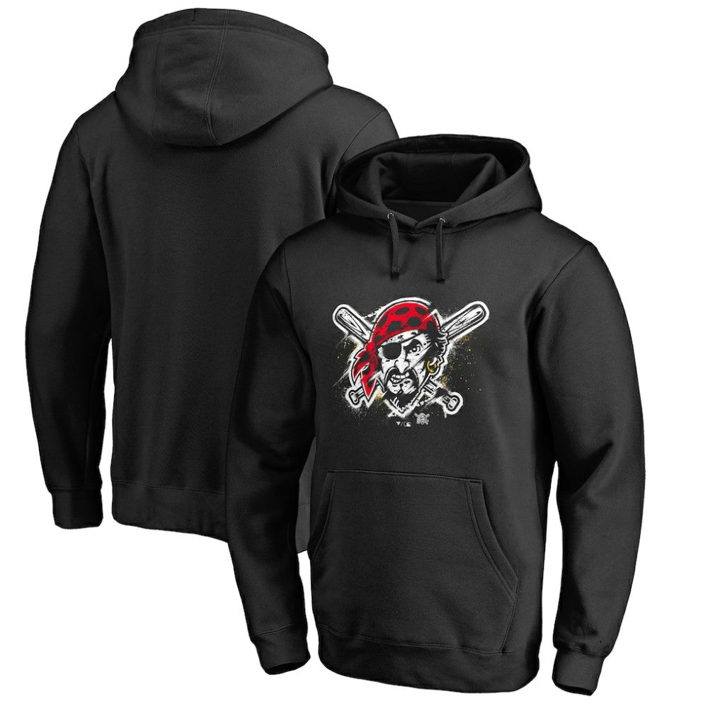 Pittsburgh Pirates Splatter Logo Pullover Hoodie - Black Hoodies