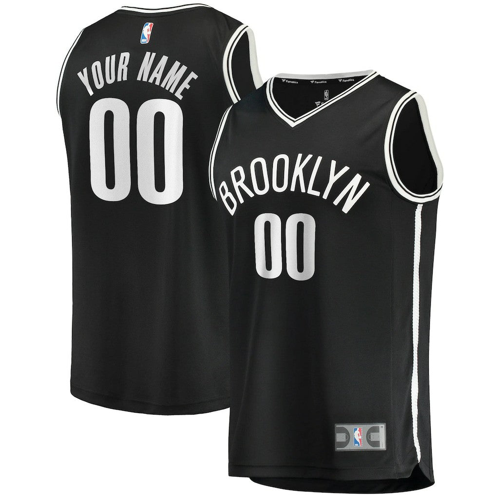 Brooklyn Nets Fast Break Custom Replica Jersey Black Icon Edition