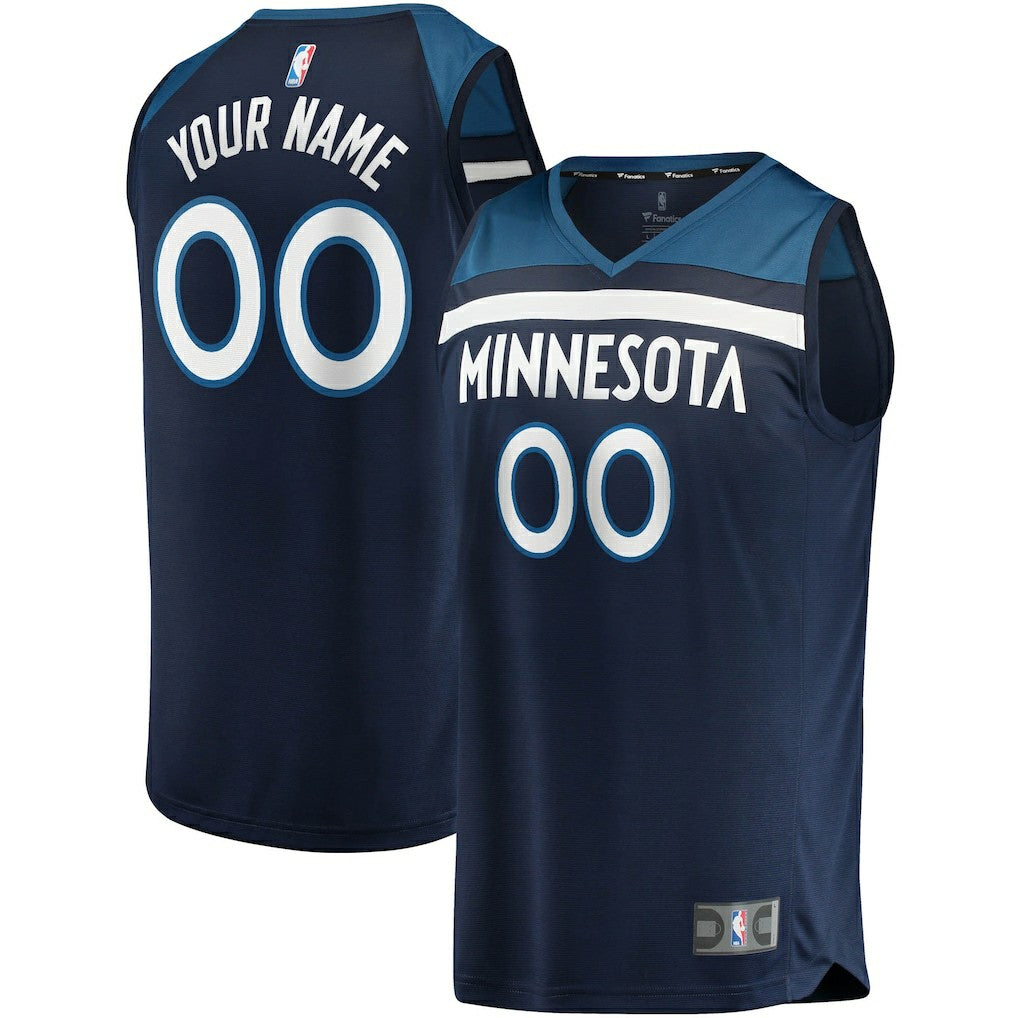 Minnesota Timberwolves Fast Break Custom Replica Jersey Navy Icon Edition