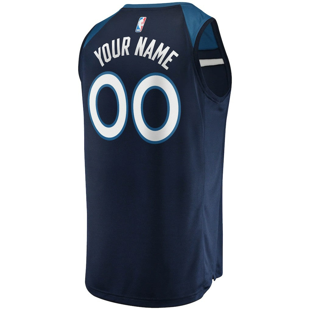 Minnesota Timberwolves Fast Break Custom Replica Jersey Navy Icon Edition
