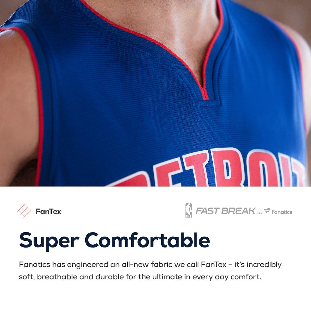 Detroit Pistons Fast Break Custom Replica Jersey White Association Edition