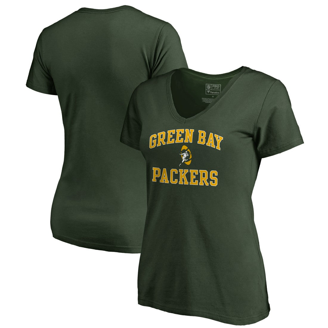 Green Bay Packers Women's Vintage Collection Victory Arch V-Neck T-Shirt Green