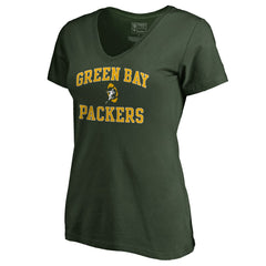 Green Bay Packers Women's Vintage Collection Victory Arch V-Neck T-Shirt Green