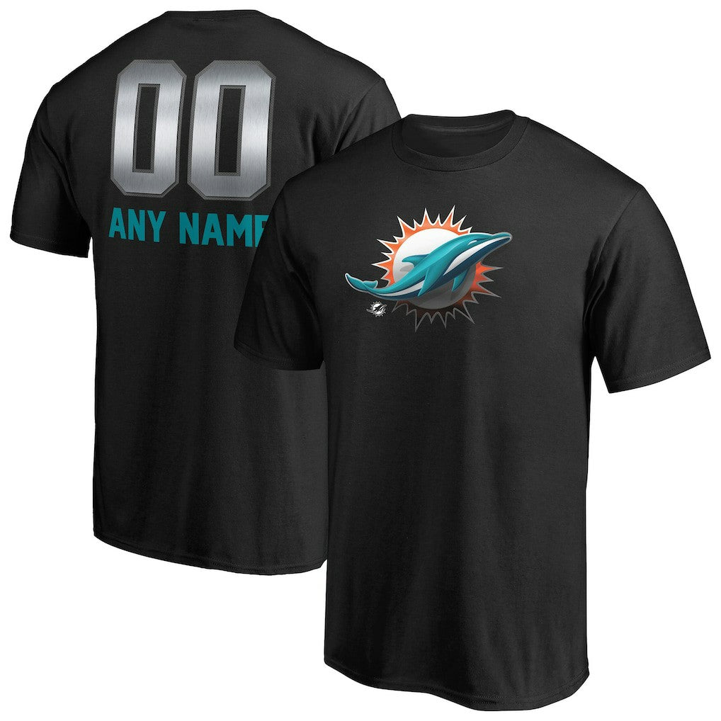 Miami Dolphins Personalized Midnight Mascot T-Shirt Black
