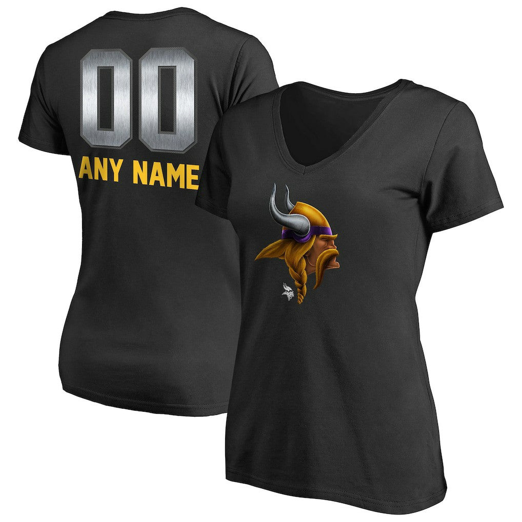 Minnesota Vikings Women's Personalized Midnight Mascot T-Shirt Black