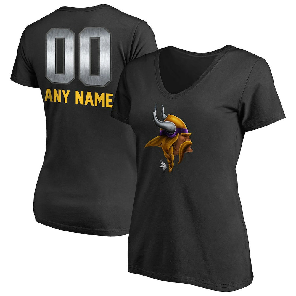 Minnesota Vikings Women's Personalized Midnight Mascot T-Shirt Black