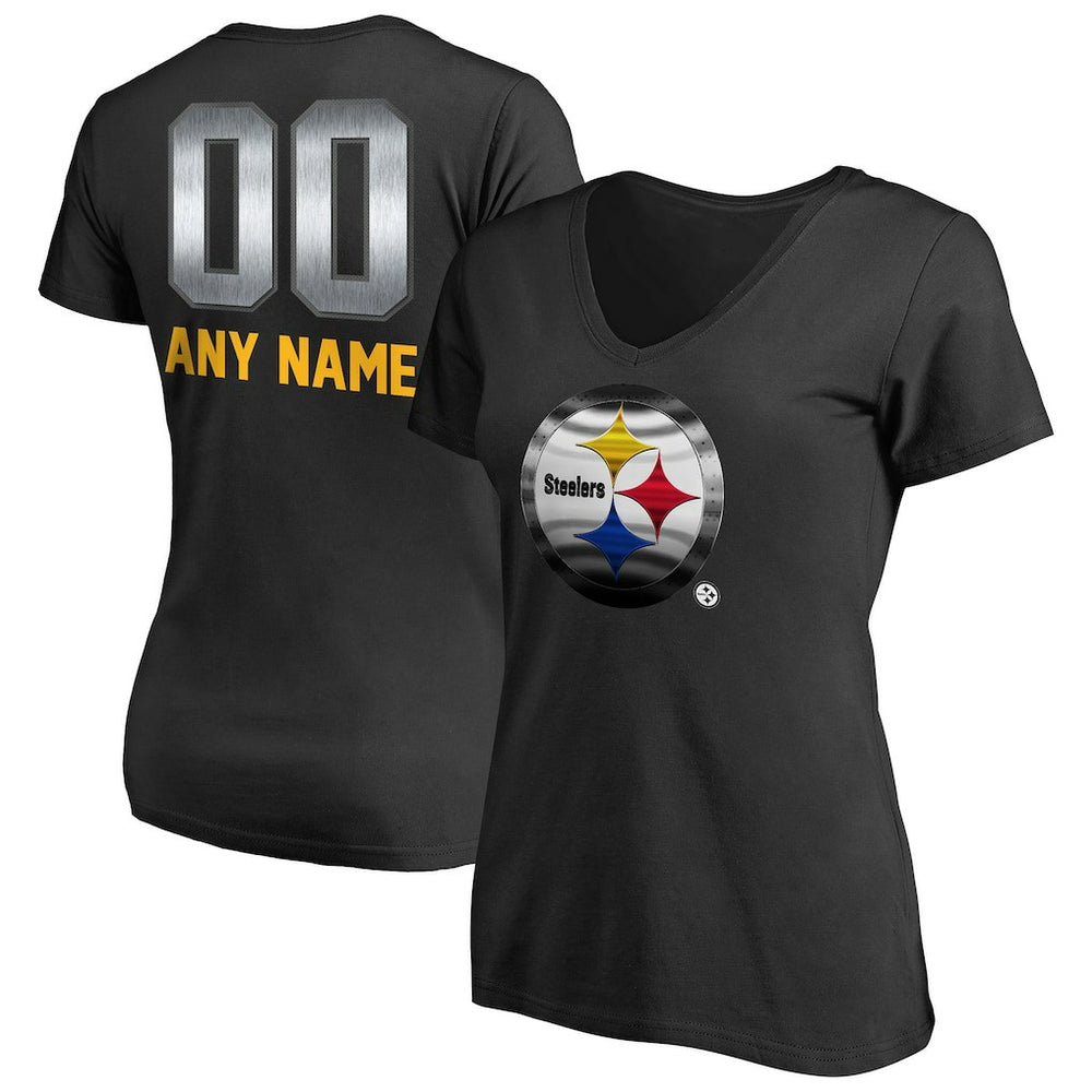 Pittsburgh Steelers Women's Personalized Midnight Mascot T-Shirt Black