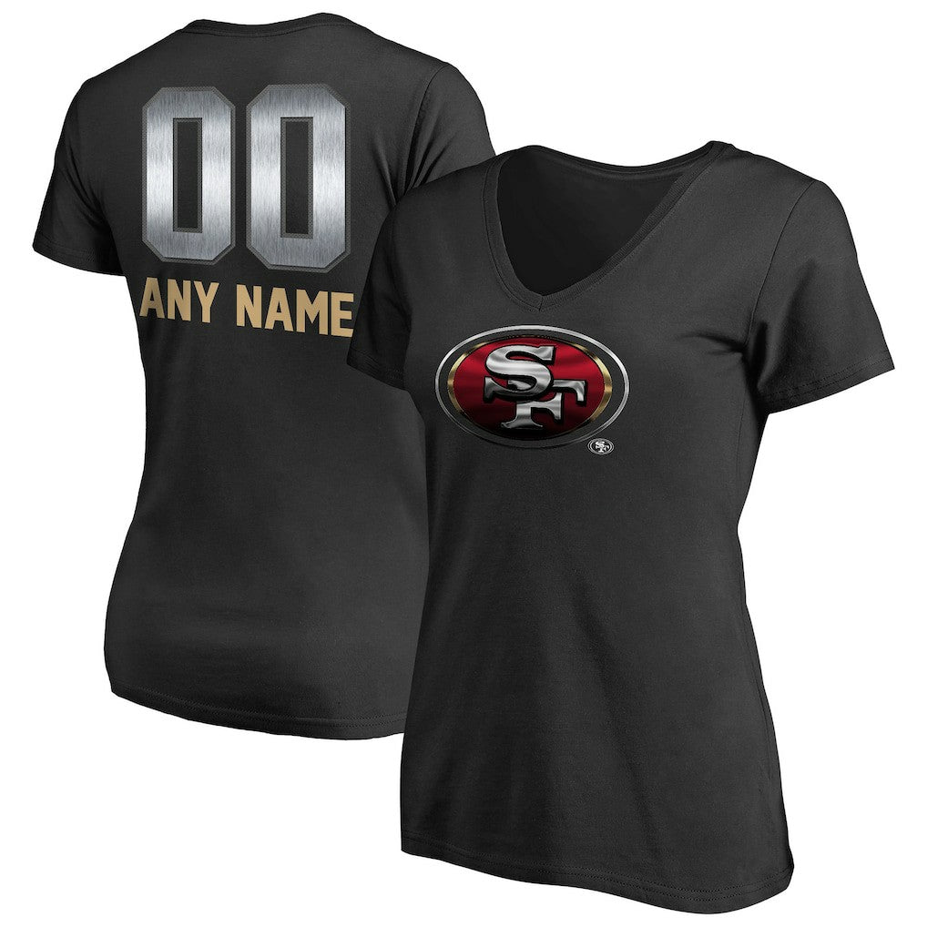San Francisco 49ers Women's Personalized Midnight Mascot T-Shirt Black