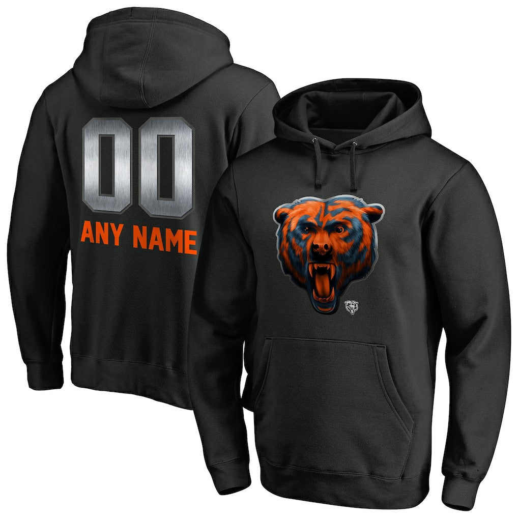 Chicago Bears Personalized Midnight Mascot Pullover Hoodie Black